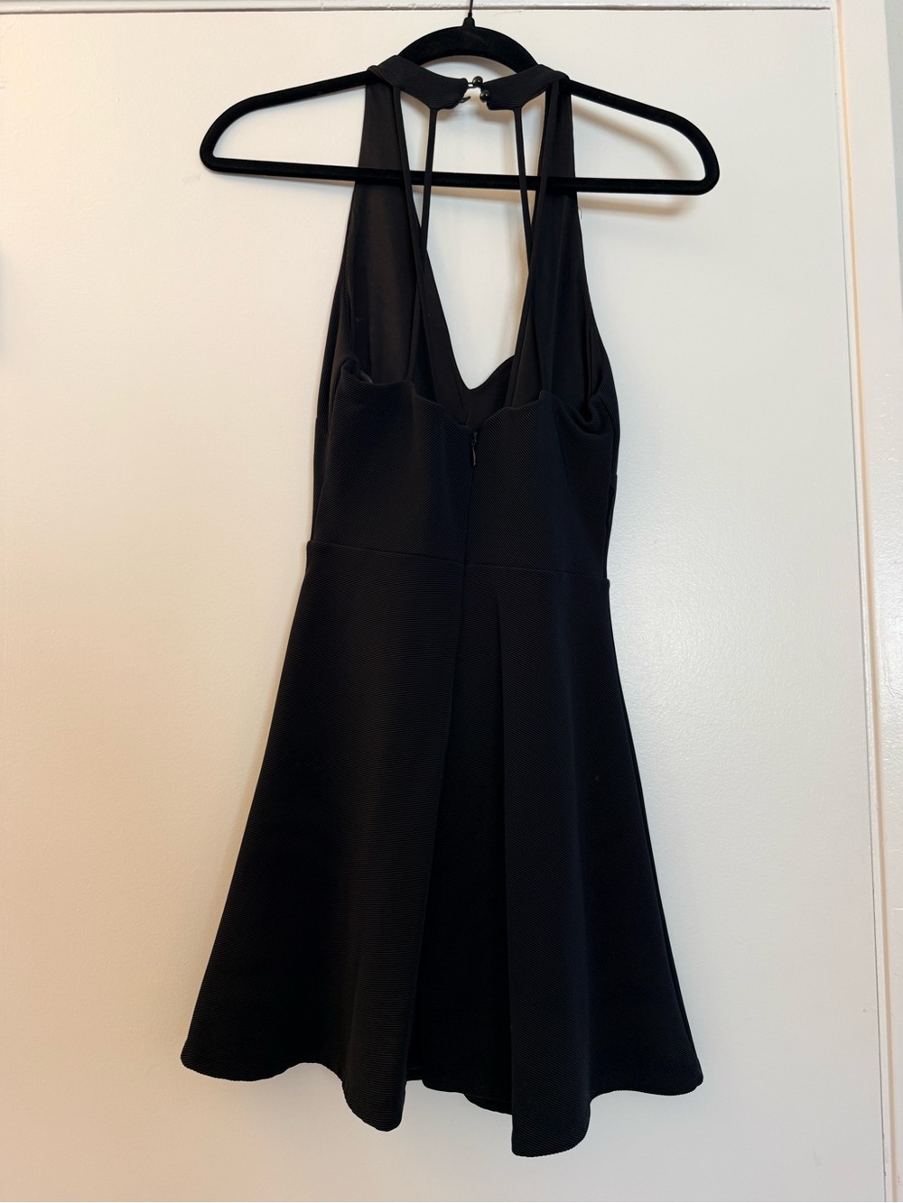 bebe Black Halter Mini Dress with Back Strap Detail